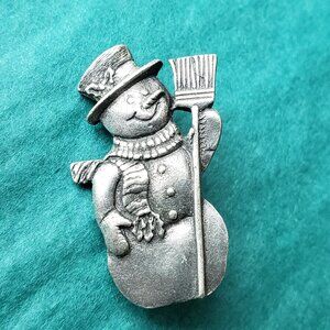 2/20$ Vintage Quick Cooking limited edition 2000 snowman pewter brooch